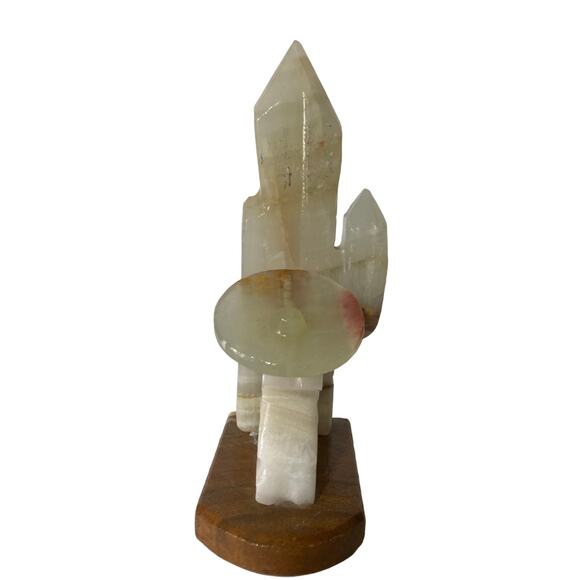 Vintage Hand Carved Onyx Mexican Man/Cactus Bookend 7"Tx5"wide - Picture 4 of 7